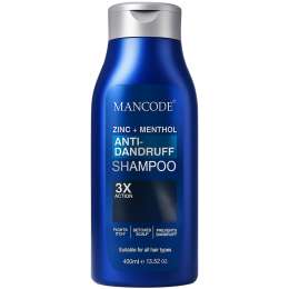 Mancode: Zinc + Menthol Anti-Dandruff Shampoo for Men and Women, 400ml | Cooling & Refreshing Formula with Zinc Pyrithione to Control Dandruff, Itchy Scalp & Excess Oil | Deep Cleansing Hair Shampoo for Strong, Flake-Free Hair