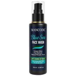 Mancode: Blue Sea Face Wash-100ml | Instant Glow & Refreshing Feel | Reduces Pimples & Acne | Enriched with Ocean Essence | Paraben-Free, Gentle Formula for All Skin Types | Deep Cleansing