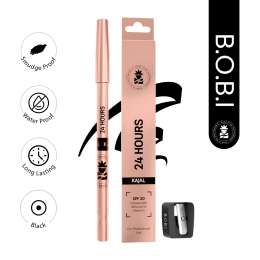 BOBI: 24 Hours Kajal For Eyes | Smudgeproof Waterproof Formula | Deep Black Pigment | Cruelty-Free Paraben-Free | Smooth Application | Long Lasting Wear-1.5gm