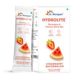 Dr. Morepen: Hydrolyte Electrolyte & Vitamin Drink Mix for Rapid Hydration & Faster Recovery, Strawberry Watermelon Flavour  10 Sachets (8.8gm Each)