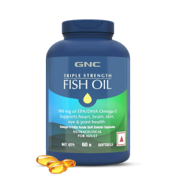 GNC: Triple Strength Fish Oil | Omega 3 Capsules | For Healthy Cholesterol Levels, Improved Focus, Healthy Vision & Joint Comfort  180gm