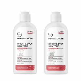 Dermatouch: Bright & Even Skin Tone Gentle Cleanser | Helps Reduce Dark Spots & Uneven Tone | pH 5.5 Daily Face Wash | 50ml | Pack of 2