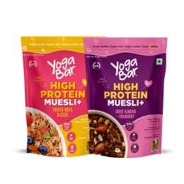 Yogabar: Protein Muesli | Chocolate Almond Cranberry 850gm | Fruit and Nuts 850gm Combo Pack of 2