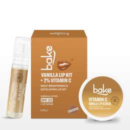 Bake Cosmetics: Vitamin C Vanilla Lip Kit - Lip Oil & Scrub for Pigmented & Dry Lips | Brightening & Repair Care 40gm