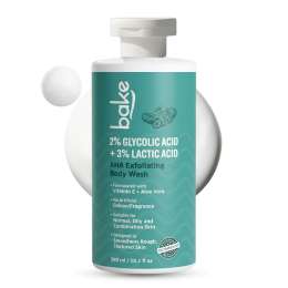 Bake Cosmetics: 2% Glycolic Acid + 3% Lactic Acid AHA Body Wash for Tan Removal, Strawberry Skin, Rough & Bumpy Skin 300ml