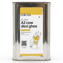Hichkie: A2 Cow Desi Ghee | Bilona Method | Curd-Churned | Lab Tested  | 5Ltr