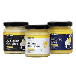 Hichkie: A2 Cow Desi Ghee |Buffalo Ghee | Cultured Ghee | Bilona Method | Lab Tested | Pack of 3 |100ml