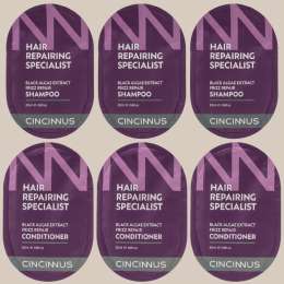 CINCINNUS: Frizz Repair Shampoo & Conditioner Combo (Black Algae Extract) - 6 Sachets x 20ml