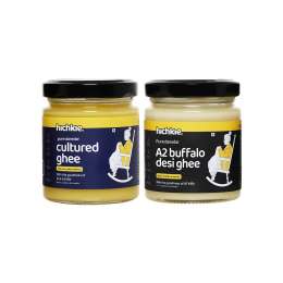 Hichkie: Buffalo Desi Ghee|Cultured Ghee | Bilona Method | Lab Tested |Pack of 2|180ml 
