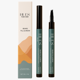 Hues for Him: Beard Fill & Grow | Beard Filler for Men with Growth Extract | Waterproof, Smudge-Proof, Long-Lasting Beard Pencil | Natural Look | Patchy Beard Solution | Made in India | Black