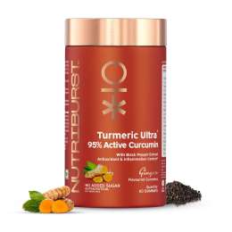 NUTRIBURST: Turmeric Ultra Gummies with 95% Active Curcumin 800mg & Black Pepper Gummies Joint Health & Gut Health Management Anti-inflammatory & Digestion Antioxidant & Anti-Ageing Skin 220gm