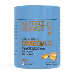 NUTRIBURST: Triple Strength Omega-3 Fish Oil Capsules 1500mg | High Strength Softgels for Men and Women | 540mg EPA and 360mg DHA | Omega3 Supplement for Heart, Brain, Skin & Joint Support | 60 S  | 140gm