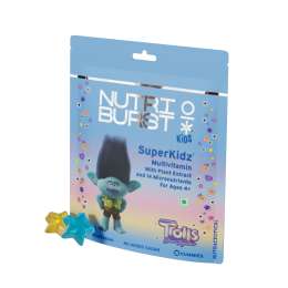 NUTRIBURST: Super Kidz Trolls Gummies - 13 Essential Vitamins & Minerals for Growth & Immune Support - Sugar-Free, Gluten-Free, Mixed Fruit Flavor, Chewable, Vegan - For Kids Aged 4+, 10 Gummies
