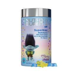 NUTRIBURST: Super Kidz Trolls Gummies - 13 Essential Vit & Mins for Growth & Immune Support - Sugar-Free, Gluten-Free, Mixed Fruit Flavor, Chewable, Vegan - For Kids Aged 4+, 220gm