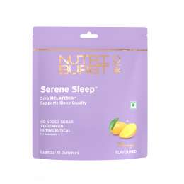 NUTRIBURST: Serene Sleep 5MG Melatonin Gummies for Quality Deep Sleep, Fresh Wake Up No Stress & Anxiety Natural Non-Addictive, Non Habit Forming, No Added Sugar Sleep-Aid Mango Flavor 10 Gummy