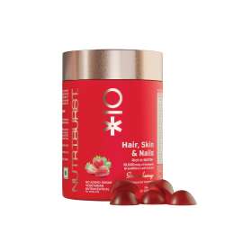 NUTRIBURST: Biotin Gummies for Healthy Hair, Skin & Nails Growth With High Potency 10000 mcg of Sesbania Extract Natural Biotin, Zinc, Folic Acid, No-Added Sugar, Strawberry Flavor 150gm