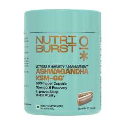 NUTRIBURST: Ashwagandha KSM-66 | Stress, Sleep & Focus Support for Men & Women | 500 mg Root Extract | 60 Capsules  | 140gm