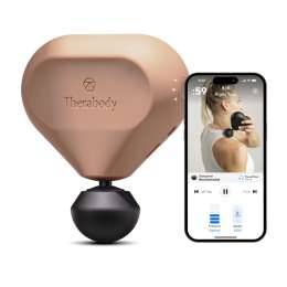 Therabody: TheraGun Mini 2.0 - Handheld Electric Massage Gun - Compact Deep Tissue Treatment for any Athlete On The Go - Portable Percussion Massager with QuietForce Technology & 3 Foam Attachments (Deser Rose)