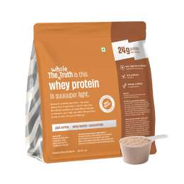 The Whole Truth: Whey Protein Isolate+Concentrate  Cold Coffee 1 kg (2.2 lbs)  24g Protein/Scoop  6.6g BCAA  100% Authentic Whey & No Adulteration  Clean, Light & Easy to Digest