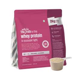 The Whole Truth: Whey Protein Isolate+Concentrate  Light Cocoa 1 kg (2.2 lbs)  24g Protein/Scoop  6.6g BCAA  100% Authentic Whey & No Adulteration  Clean, Light & Easy to Digest