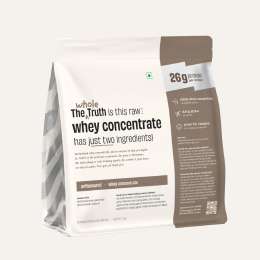 The Whole Truth: Whey Protein Concentrate Unflavoured 1 kg (2.2 lbs)  26g Protein per scoop  6.4g BCAA  100% Authentic Whey & No Adulteration  Clean and Light  Muscle Building  Vegetarian