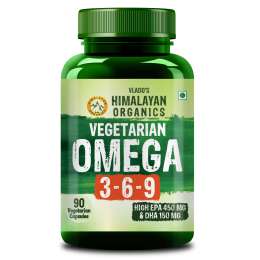 Vlado's Himalayan Organics: Omega 3 6 9-2000mg/Serving I Vegetarian Omega 3 I Source from Flax Seed I Support Muscle,Bone,Heart & Skin - No Fish Burps Oil Used Capsules for Men & Women- 90 Capsules