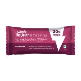 The Whole Truth: High Protein Double Cocoa 20g Protein Bar - Pack of 5 x 67g each - No Preservatives - No Artificial Flavours - All Natural