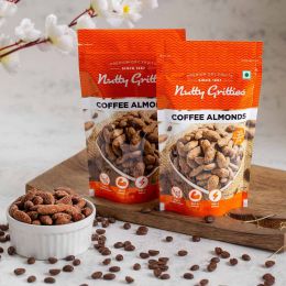 Nutty Gritties: Almonds - Coffee Flavoured, Delicious Healthy Snack for All, Non Fried, Zero Oil, Crunchy - 200g ( Pack of 2 )