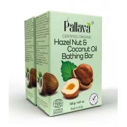 Pallava Organics: Hazelnut and Coconut Oil Bathing Bar - (125gm X 2) Pack of 2