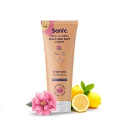 Sanfe: Brightening Back and Bum Cream - Natural Peony, Licorice and Lemon extracts with Vitamin E - 50gm