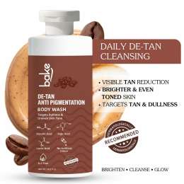 Bake Cosmetics: De-Tan Anti-Pigmentation Coffee Body Wash with Kojic, Glycolic & Lactic Acid for Spots, Pigmentation & Tan Removal 300ml