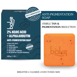 Bake Cosmetics: 2% Kojic Acid Scrub Soap for Pigmentation, Dark Spots & Tan Removal with Alpha Arbutin & MelasaRx-(Pack of 1 - 100gm )
