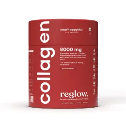 YourHappyLife: Marine Collagen Reglow 8000mg with Glutathione, NAC & Vitamin C | Anti-Ageing Collagen Powder | Skin Brightening & Elasticity Support | 250gm | 25 Sachet