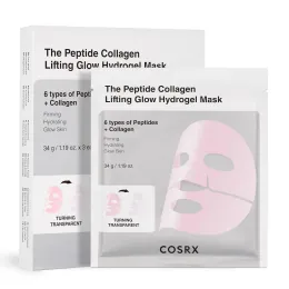 COSRX: The Peptide Collagen Lifting Glow Hydrogel Mask | Firming Face Mask | Lifting & Hydrating | Anti-Ageing | Korean Skincare | 34gm x 3EA