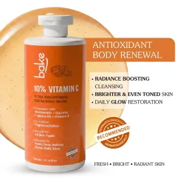 Bake Cosmetics: 10% Vitamin C Ultra Brightening Serum Body Wash with Niacinamide for Tan, Even Tone & Glow 300ml