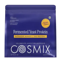COSMIX: No-Nonsense Fermented Yeast Protein Powder | Ratnagiri Mango | 24g Protein Per Serving | High Protein Supplement | 500gm
