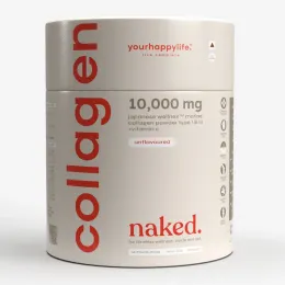 YourHappyLife: 10,000mg Marine Collagen Peptides with Vitamin C | Unflavored Collagen Powder | Supports Skin, Joints, Hair & Nails | 250gm | 25 Sachet
