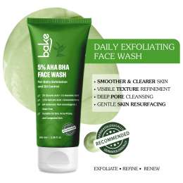 Bake Cosmetics: 5% AHA BHA Face Wash with 1.5% Salicylic Acid for Acne, Open Pores, Dark Spots & Oil Control 100ml