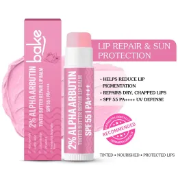 Bake Cosmetics: 2% Alpha Arbutin Tinted Lip Balm SPF 55 PA++++ + Niacinamide - For Pigmented, Dry & Chapped Lips