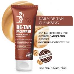 Bake Cosmetics: De-Tan Face Wash with Kojic Acid & Glycolic Acid for Tanned, Uneven Skin Tone, Glow & Spot Reduction 100ml