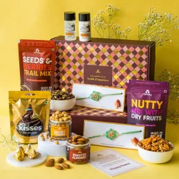 Omay Foods: The Gentleman's Rakhi Box | Premium Rakhi Gift Hamper | Dry Fruits, Nuts & Healthy Snacks 700gm