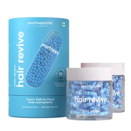 YourHappyLife: Hair Capsules with Keranat, Biotin 10000mcg & Natural DHT Blockers | Hair Growth Supplement | Supports Hair Strength & Thickness | 60 Capsules | Pack of 2