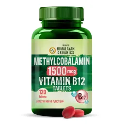 Vlado's Himalayan Organics: Vitamin B12 Tablets 1500 mcg as Methylcobalamin Vitamin B12 Supplements for Men & Women -120 Veg tablets (4 Months Supply Pack)