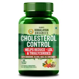 Vlado's Himalayan Organics: Cholesterol Control Supplement | Arjuna, Amla, Berberine & Curcumin | Supports Healthy Cholesterol & Lipid Levels | Triglycerides & Heart Health Support | Natural Antioxidants | Ayurvedic Natural Cholesterol Reducer - 60 Veg Capsules