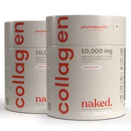 YourHappyLife: 10,000mg Marine Collagen Peptides with Vitamin C | Unflavored Collagen Powder | Supports Skin, Joints, Hair & Nails | 250gm | Pack of 2