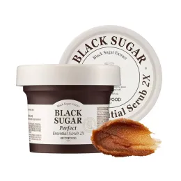 Skinfood: Black Sugar Perfect Essential Scrub 2X | Face Exfoliating Scrub | Dead Skin Removal | Blackhead Care | Smooth & Glowing Skin | 210Gm
