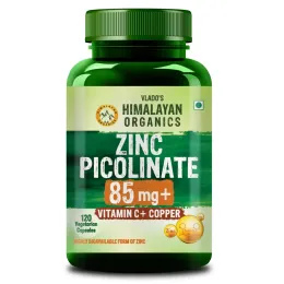Vlado's Himalayan Organics: Zinc Picolinate with Vitamin C & Copper | Zinc Supplements for Men with 100% RDA Zinc | Immunity & Cellular Health Support  120 capsules