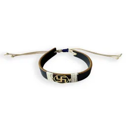 Tann Trim: Blue Swastik Vegan Leather Band | Handmade & Designer Rakhi Band