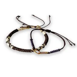 Tann Trim: Brown & Beige Thread & Vegan Leather Band | Handmade & Designer Rakhi Band