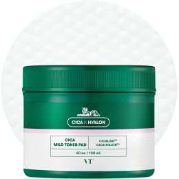 VT Cosmetics: Cica Mild Toner Pad | Calming Care | Gentle Exfoliation | Soothing | Sensitive Skin | 60ea